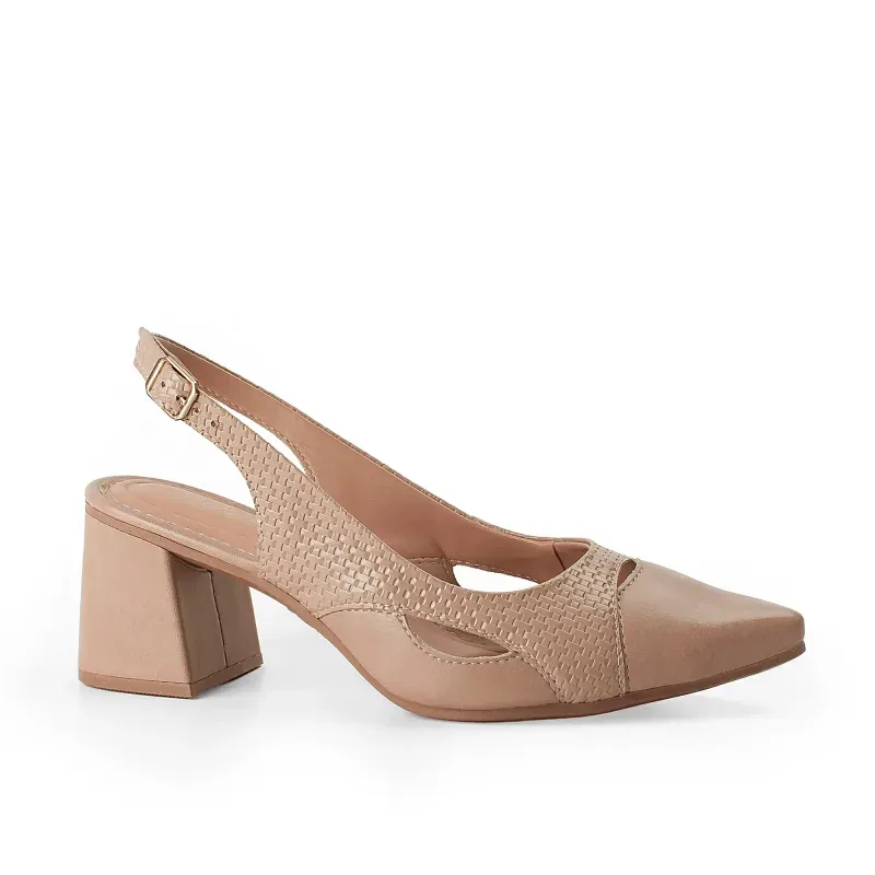 Scarpin Slingback Dakota Feminino Salto Bloco Bege 33