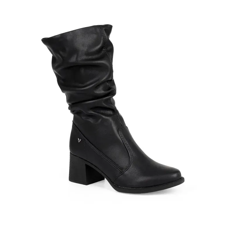 Bota Mississipi de Cano Médio Preta com Salto Bloco 33