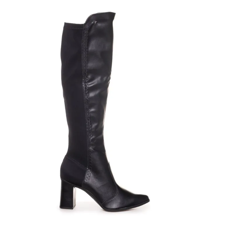 Bota Mississipi Cano Alto Salto Bloco Feminina Preta 33
