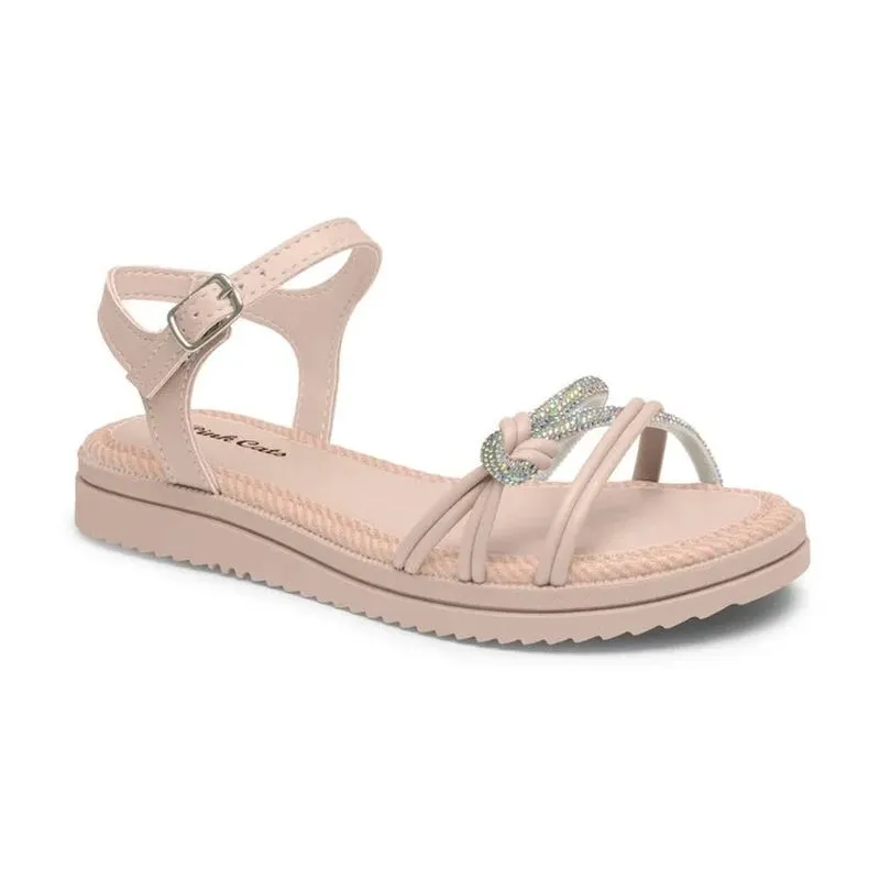 Sandália Pink Cats Tira Fina Infantil Rosa 28