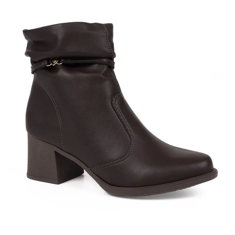 Bota Mississipi Cano Curto Feminina Salto Baixo Café 35