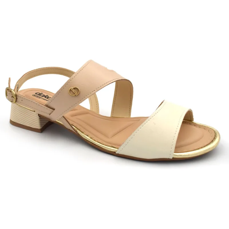Sandália de Salto Baixo Feminina Dakota Creme DB793 37