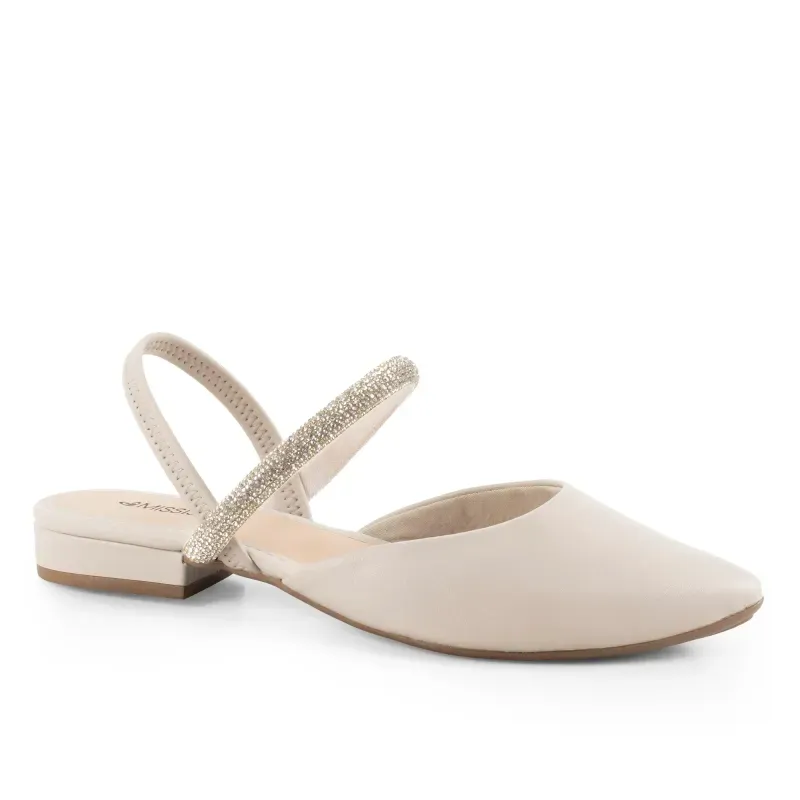 Scarpin Slingback Mississipi Feminino Bege Bico Fino 33