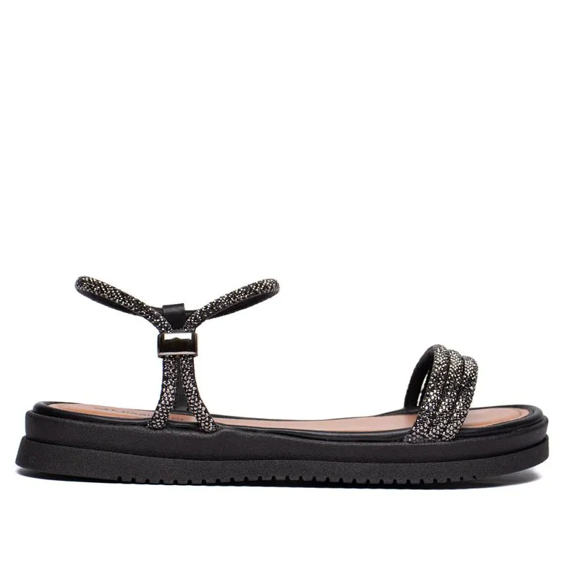 Sandália Feminina Mississipi Flatform Metalizada Preto - 34