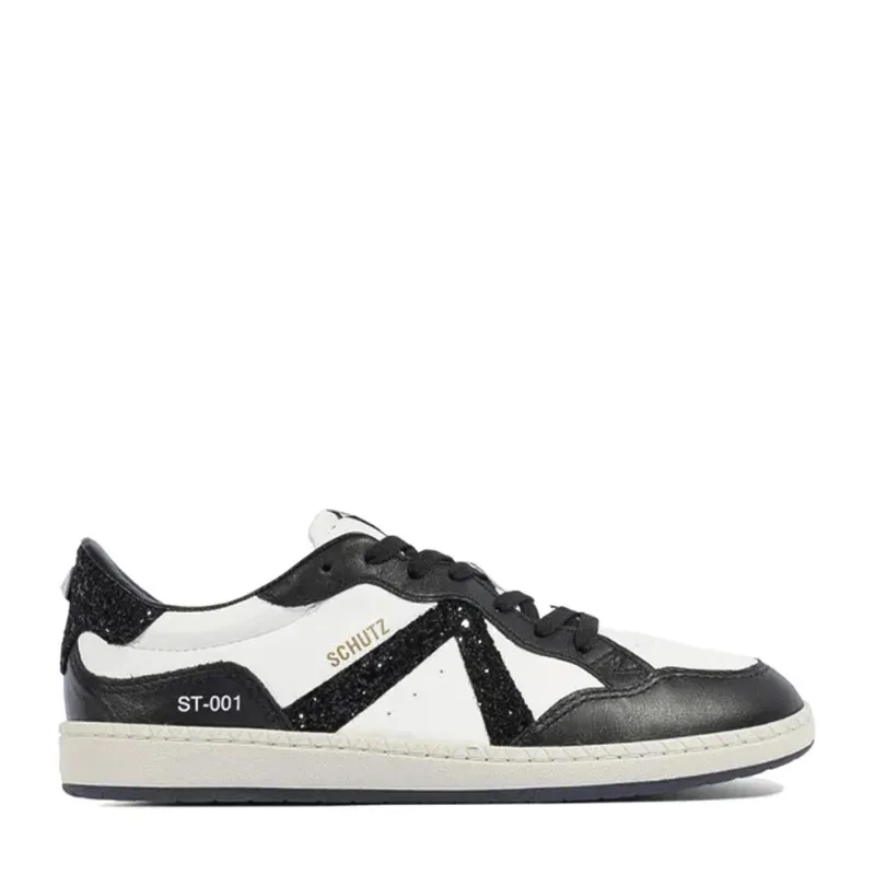 Tênis Schutz ST 001 Couro Brilho Branco e Preto Original 34