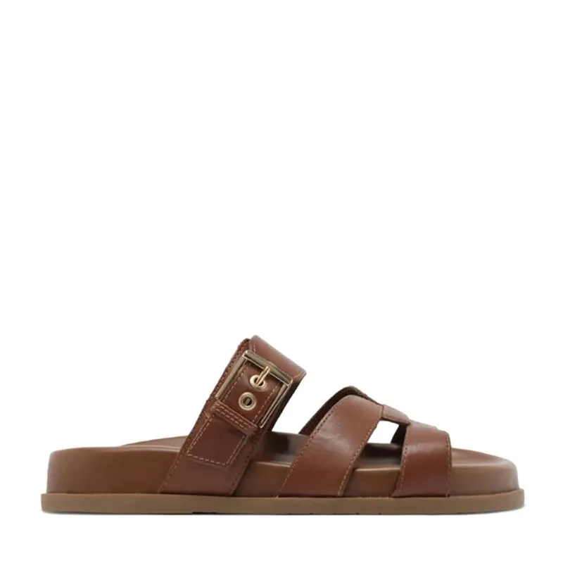 Sandália Papete Arezzo Couro Fivela Original 34 / Marrom