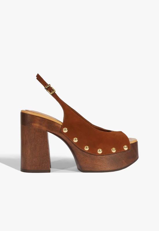 Rose Sling Platform Sandal 8.5 / Brown / Suede