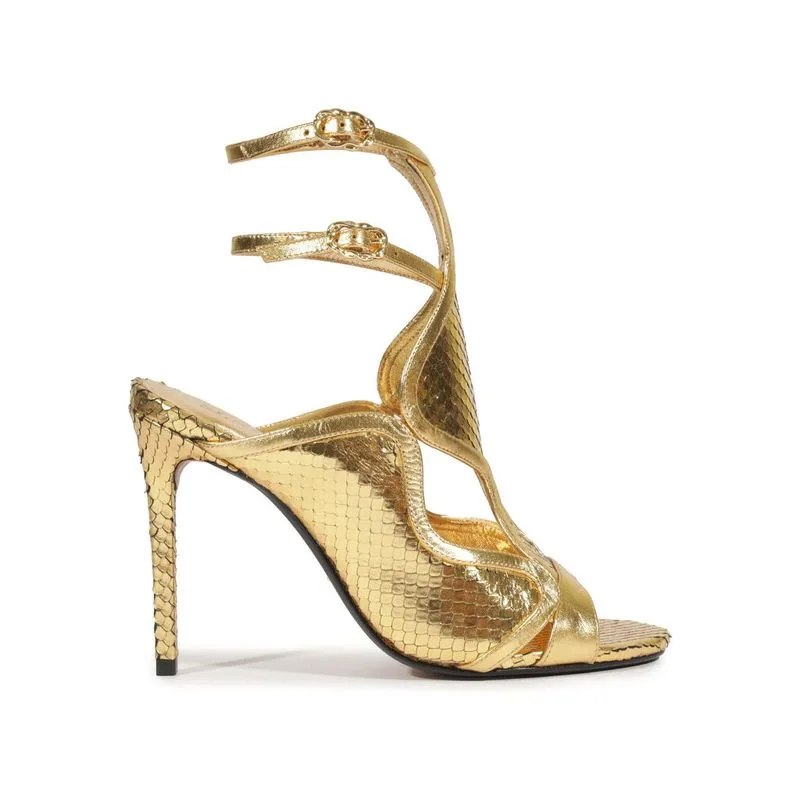 Sandália Schutz Couro Snake Dourada Metalizado METALIC NAP - OURO MATT/G - 39