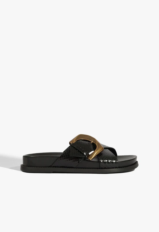 Lois Sporty Sandal 5 / Black / Snake