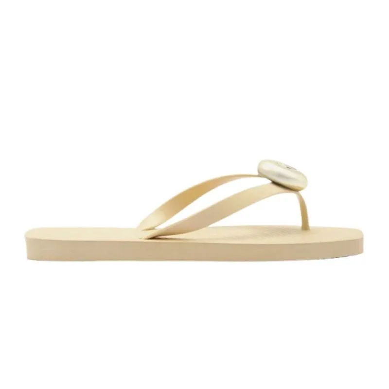 Sandália De Dedo Feminina N°33/34 Brizza Arezzo Off White Square Metal Brizza Branco (MP)