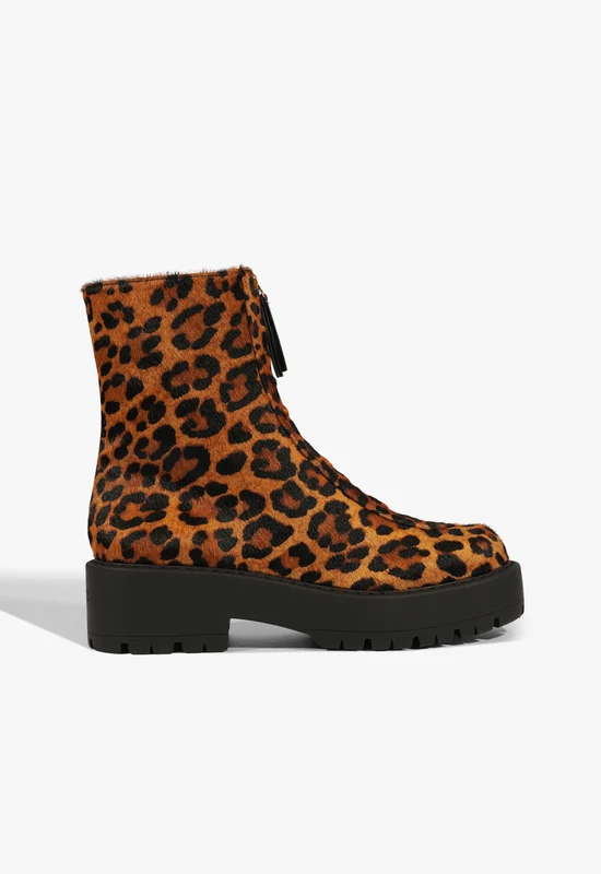 Farrah Hair Calf Bootie 6.5 / Leopard / Hair Calf