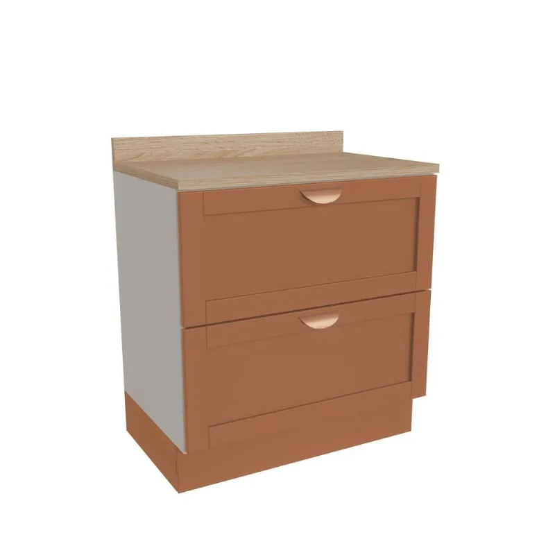 Balcão Planejado 2 Gavetões 80cm com Tampo Arizona CabeCasa MadeiraOriginals Branco/Terracota