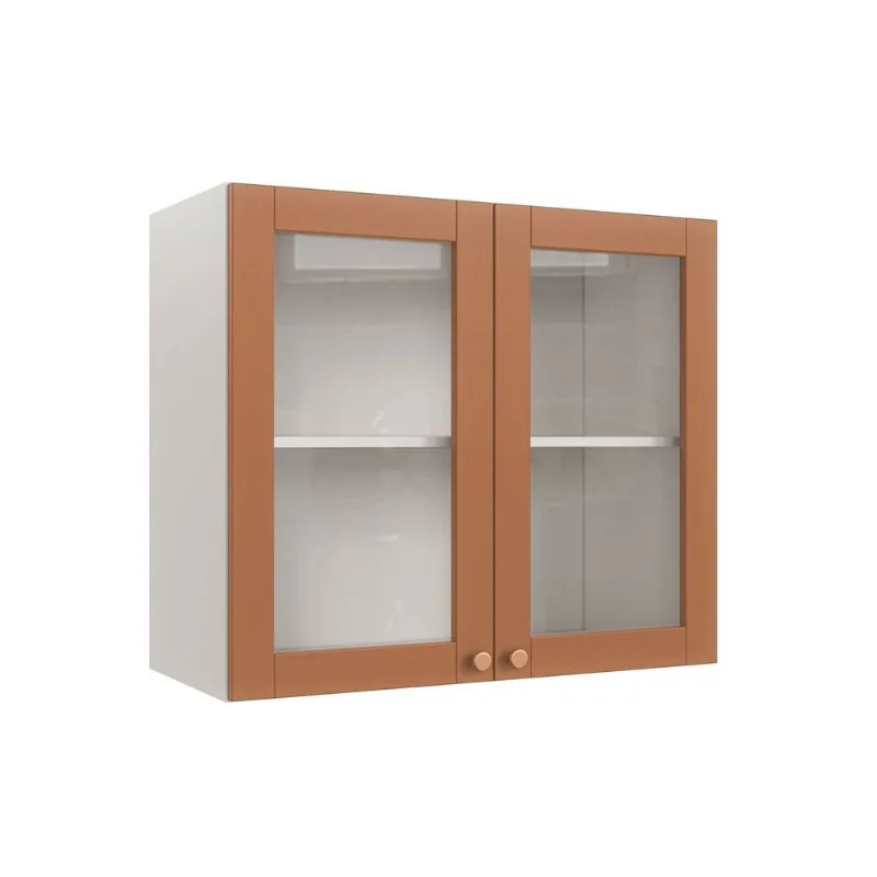 Aéreo Planejado 2 Portas 80cm com Portas de Vidro Arizona CabeCasa MadeiraOriginals Branco/Terracota