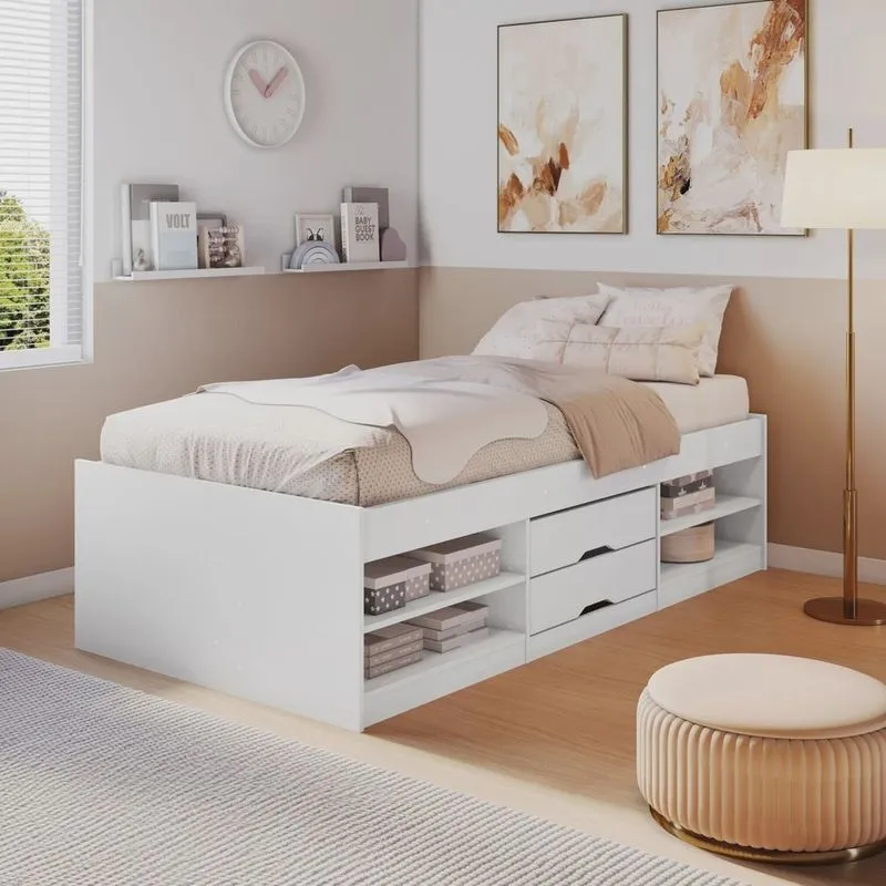 Cama Solteiro Multifuncional 2 Gavetas - Helen