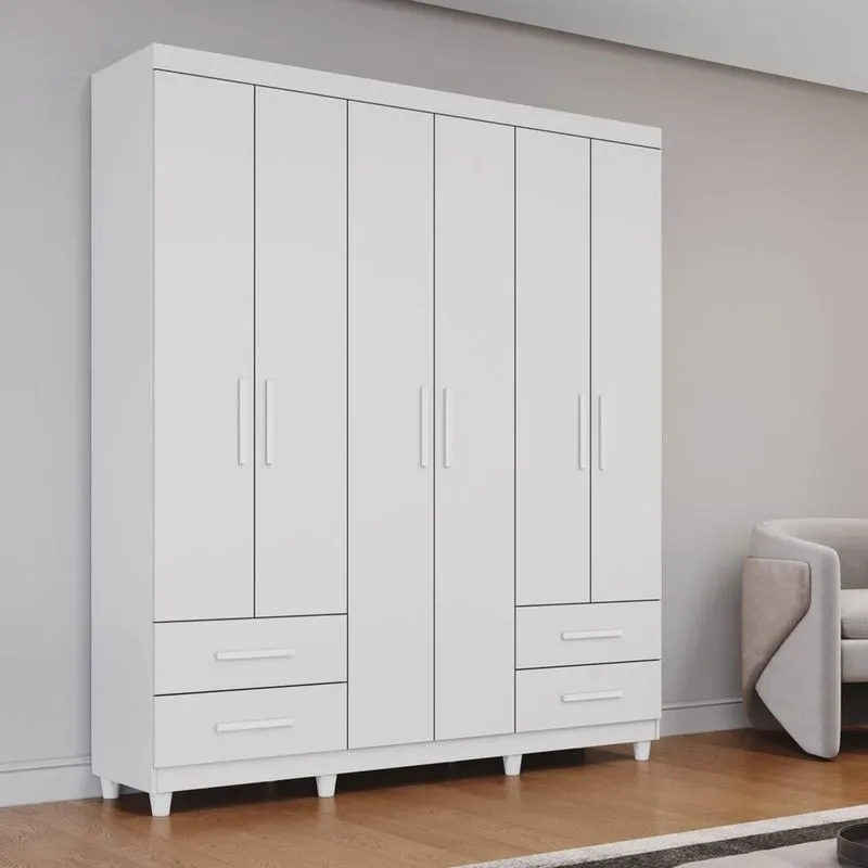 Guarda Roupa Casal 6 Portas 4 Gavetas Califórnia
