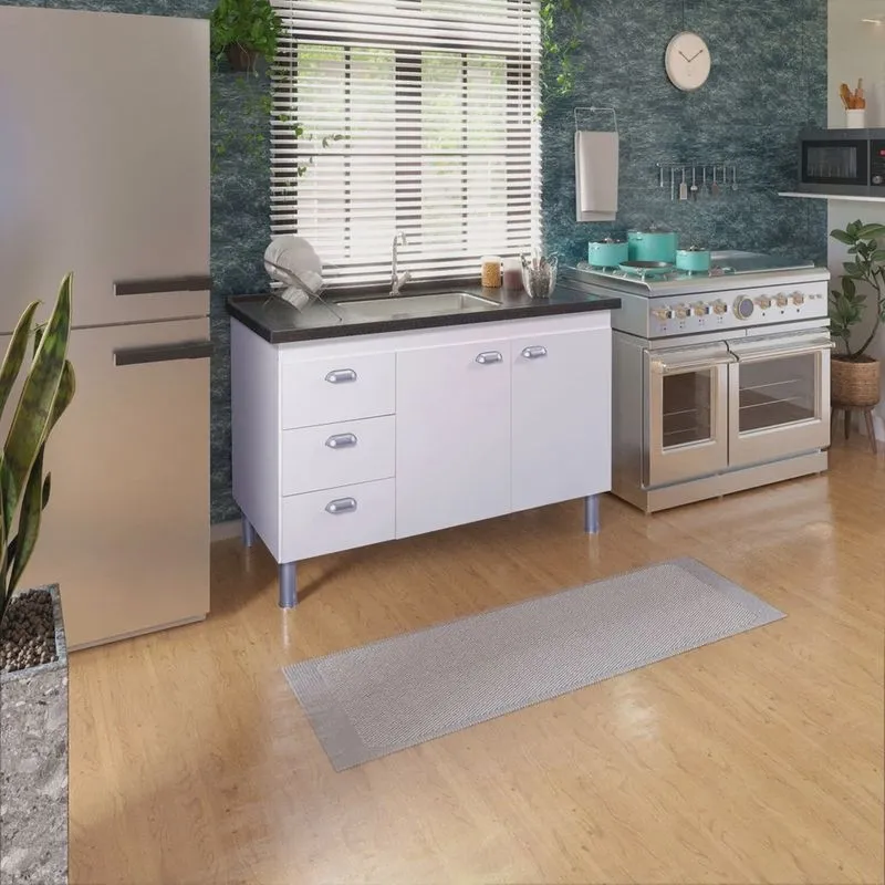 Armário para Cozinha 114 Cm 3 Portas 3 Gavetas São Luis