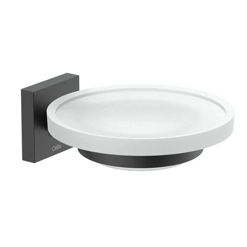 Kit Com 3 Saboneteira Up Matte Design Elegante Celite Preto Matte