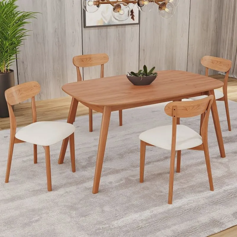 Conjunto Sala de Jantar Mesa 135x80cm Tampo em Mdf Laminado 4 Cadeiras Ceci