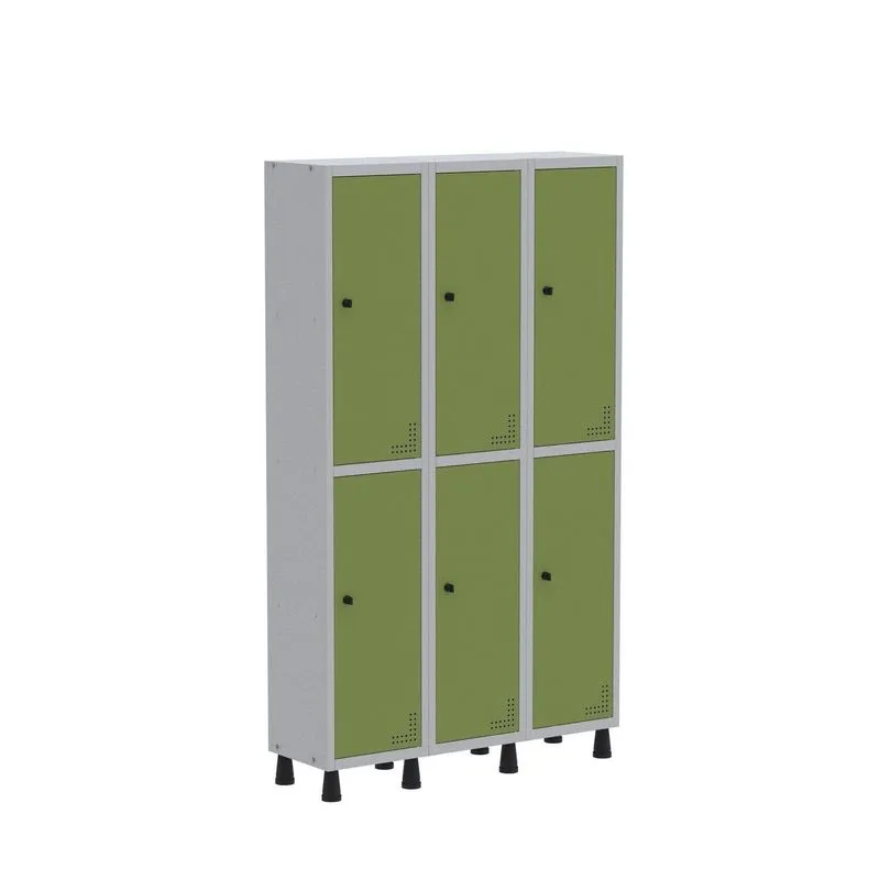 Roupeiro Aco Light 3v 06 Portas Gr303/6pri Cinza/verde