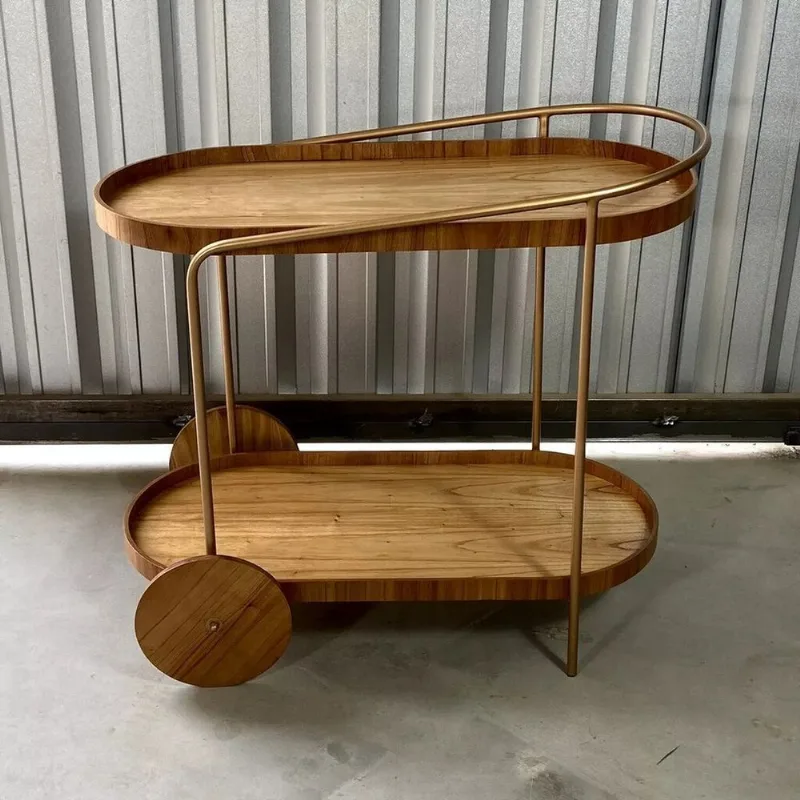 Carrinho Bar Adega Moscato Com 2 Prateleiras Metal Com Madeira Laminada Cinamomo