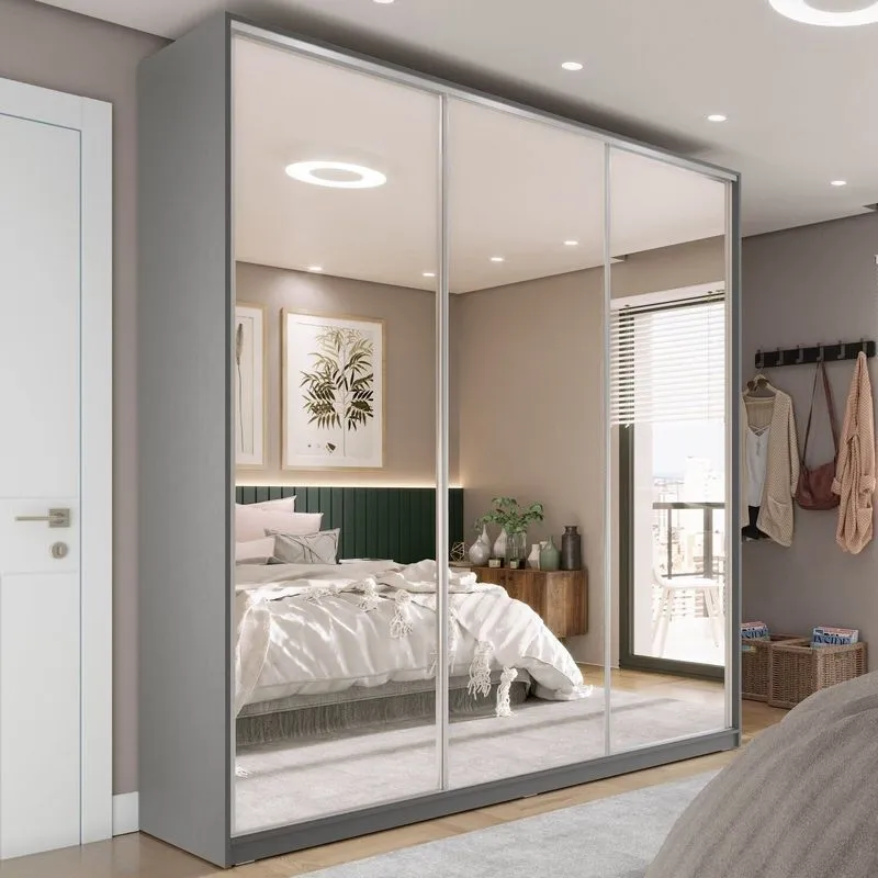 Guarda-roupa Casal 100% Mdf Bp Com 3 Portas Espelho Zermatt Urbi