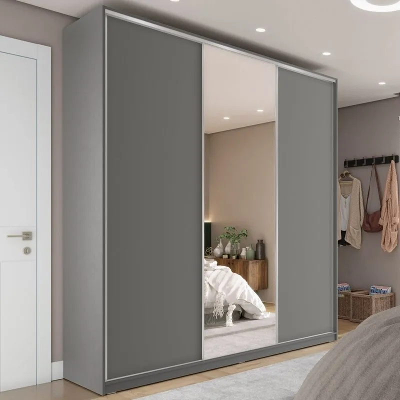 Guarda-roupa Casal 100% Mdf Bp Com 3 Portas E 1 Espelho Zermatt Urbi