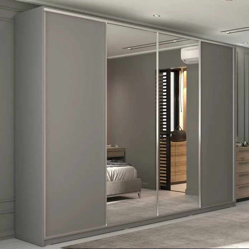 Guarda-roupa Casal 100% Mdf Bp Com 4 Portas E 2 Espelhos Zermatt Urbi
