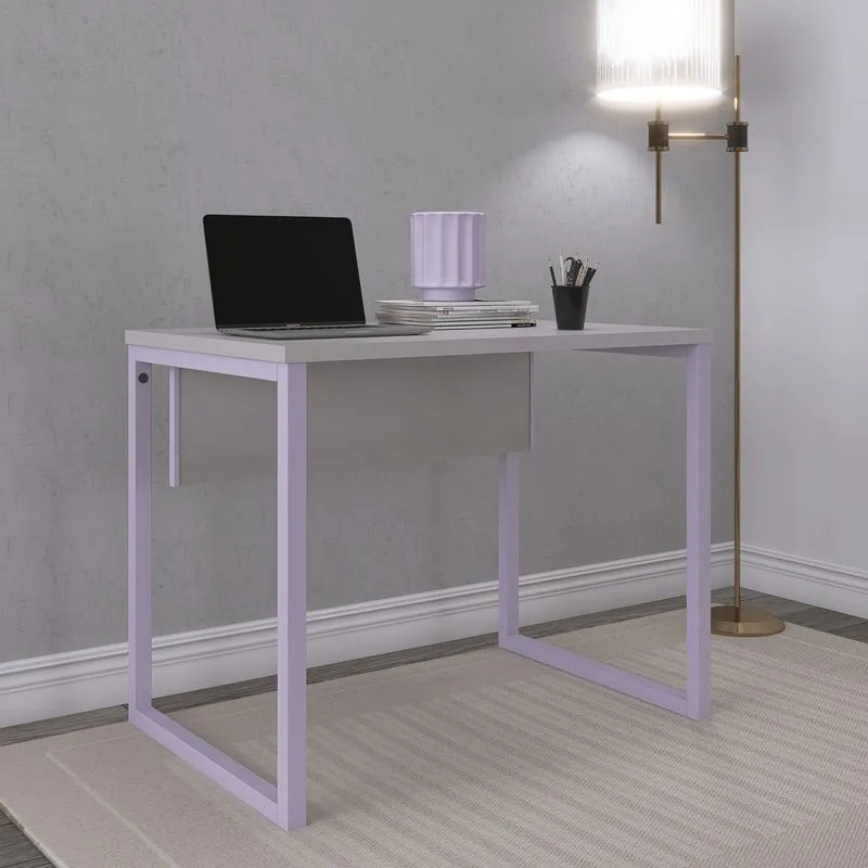 Mesa Para Escritório Industrial 90cm Pe25 Cinza/lilás