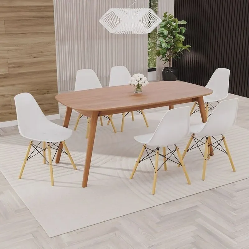 Conjunto Sala de Jantar Mesa Ceci com 6 Cadeiras Eames Espresso Móveis