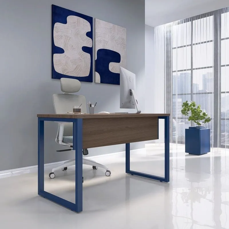 Mesa Madeira 134cm X 60cm M134/60p25 Walnut/azul