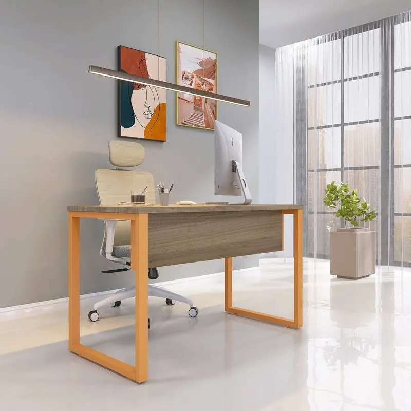 Mesa Madeira 134 X 60 Cm M134/60p25tub Natural/laranja