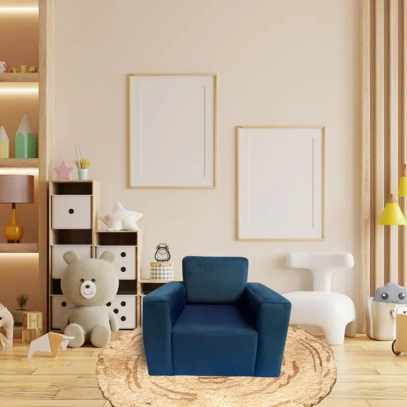 Mini Sofá Infantil Poltrona Criança Estofado Com Personagem Azul