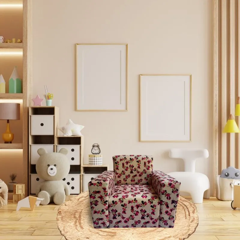 Mini Sofá Infantil Poltrona Criança Estofado Com Personagem Minnie Colorido