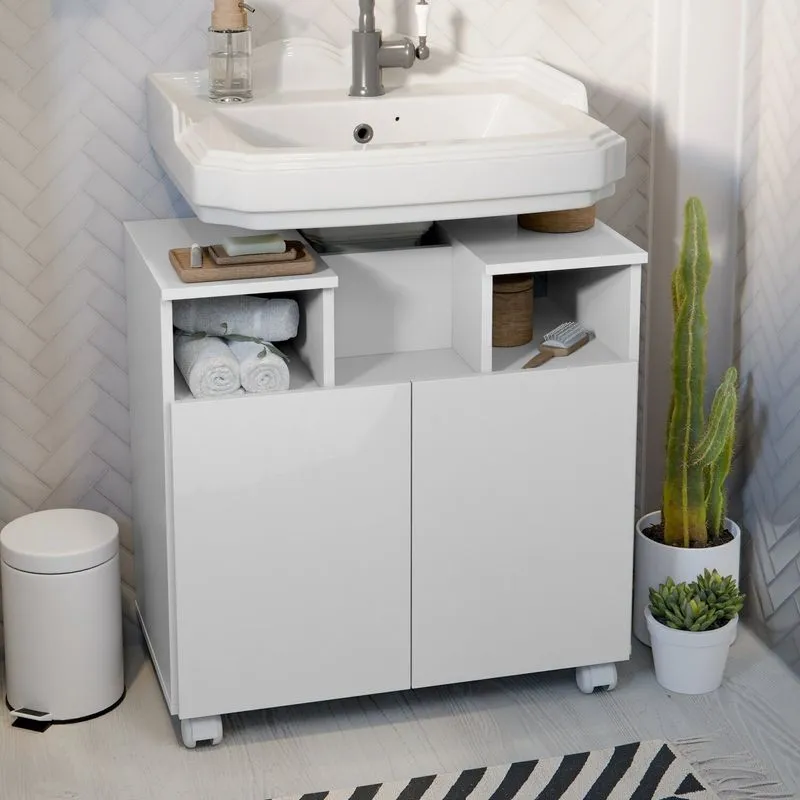 Gabinete Oasis Para Pia De Bannheiro Em Mdf Encaixe Perfeito Branco