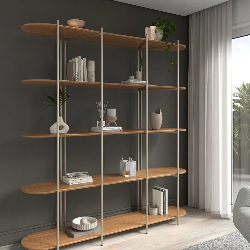 Estante Para Sala De Estar 180 Cm Enya Canela/champanhe