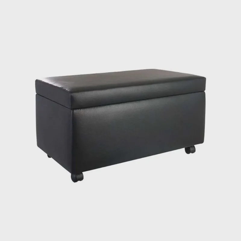 Puff Bau 70cm X 40cm X 40cm Courino com Rodizios Preto