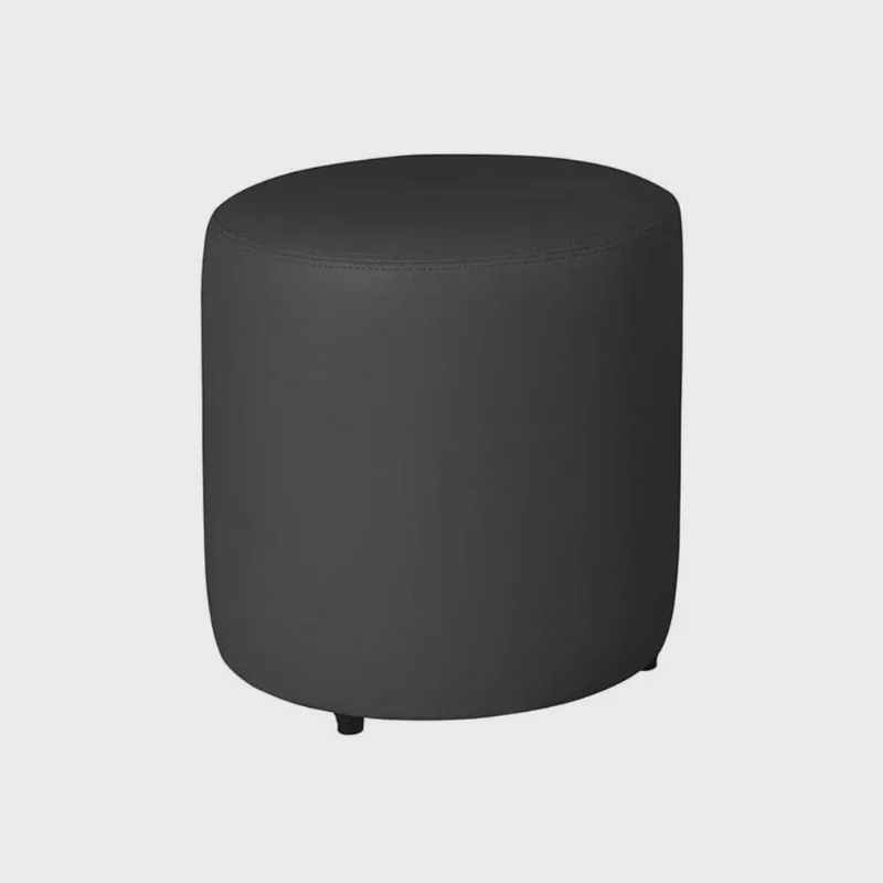 Puff Redondo 40cm X 40cm X 40cm Courino sem Rodizios Preto