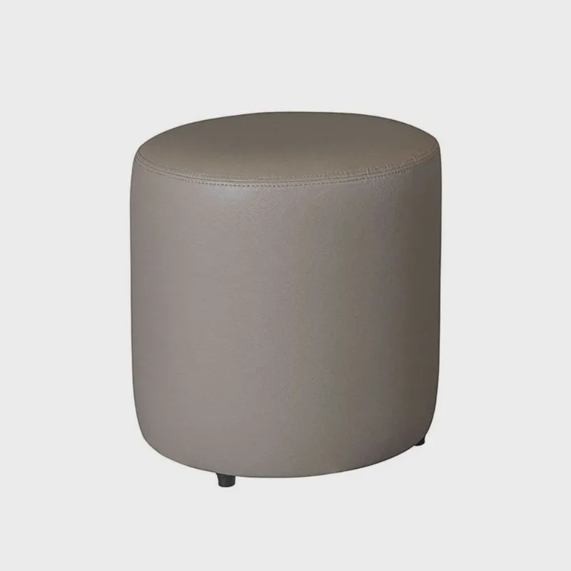 Puff Redondo 40cm X 40cm X 40cm Courino sem Rodizios Bege