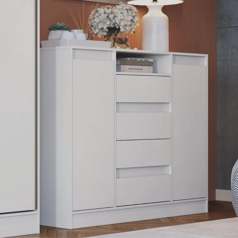 Cômoda 4 Gavetas 2 Portas Alba para Quarto
