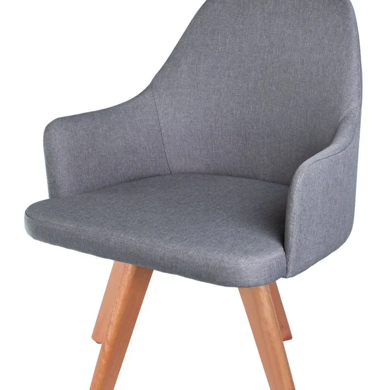Cadeira Para Sala De Estar Com Pé Giratório De Madeira Ivete Cinza/castanho Cinza/castanho