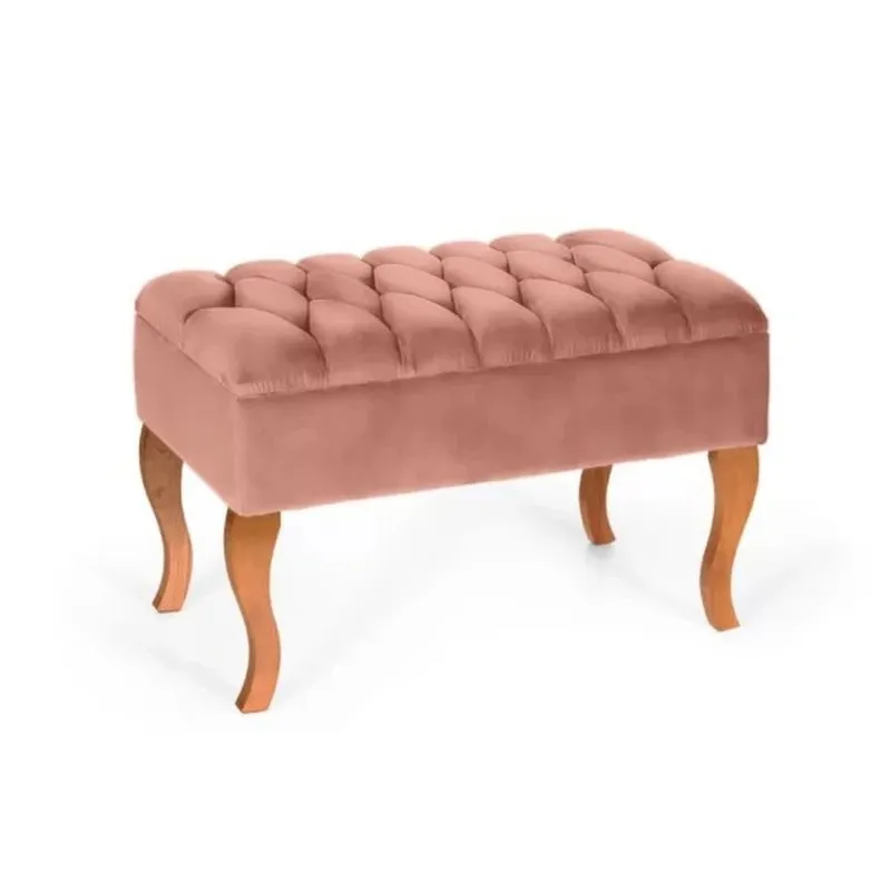 Puff Banqueta Soffia Decorativo Captonado Para Sala Ou Quarto Rose