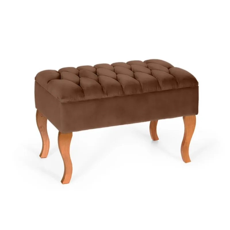 Puff Banqueta Soffia Decorativo Captonado Para Sala Ou Quarto Marrom