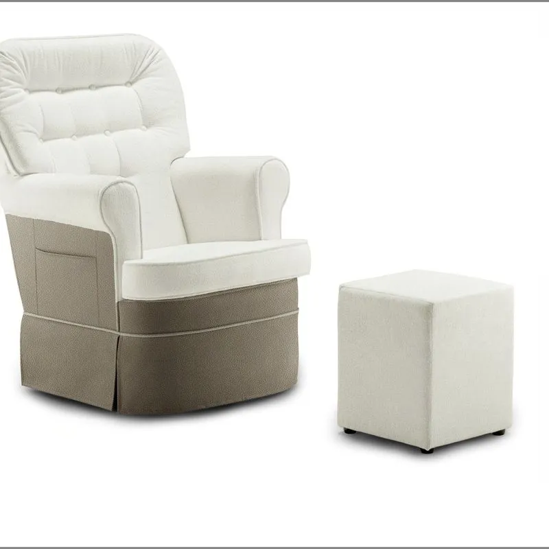 Poltrona Para Quarto De Bebê Ipanema Com Puff Tec. 503/505 Branco