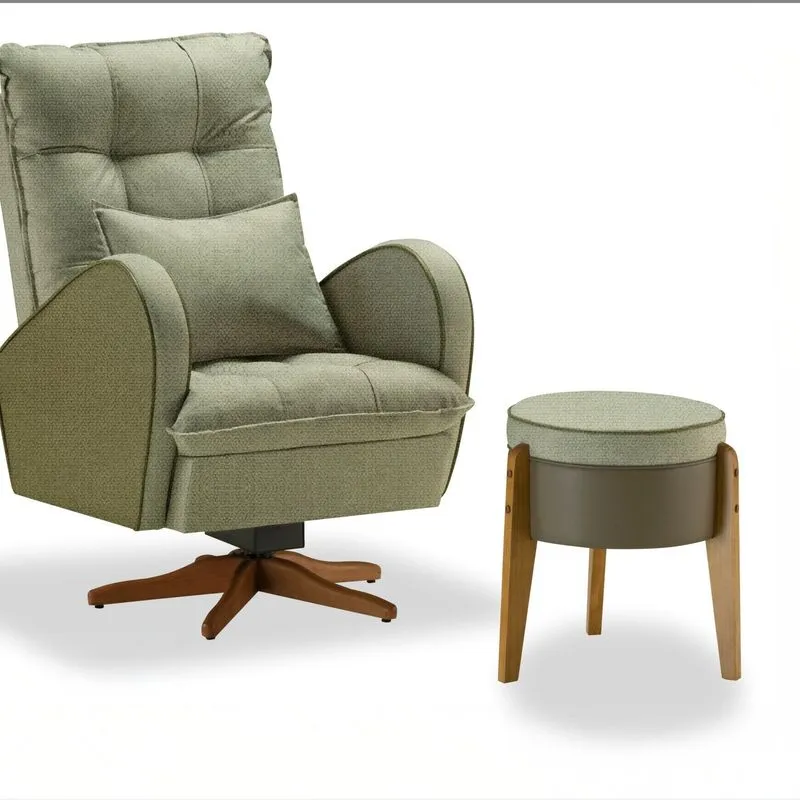 Poltrona Para Quarto De Bebê Jade Com Puff Tec. 410 Verde
