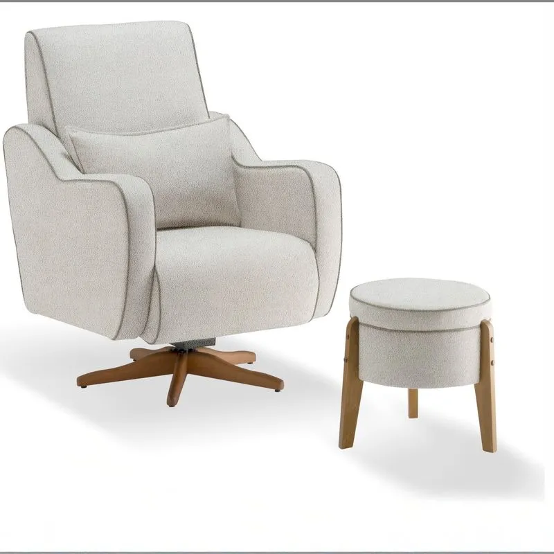 Poltrona Paula Com Puff Tec. 508 Cinza