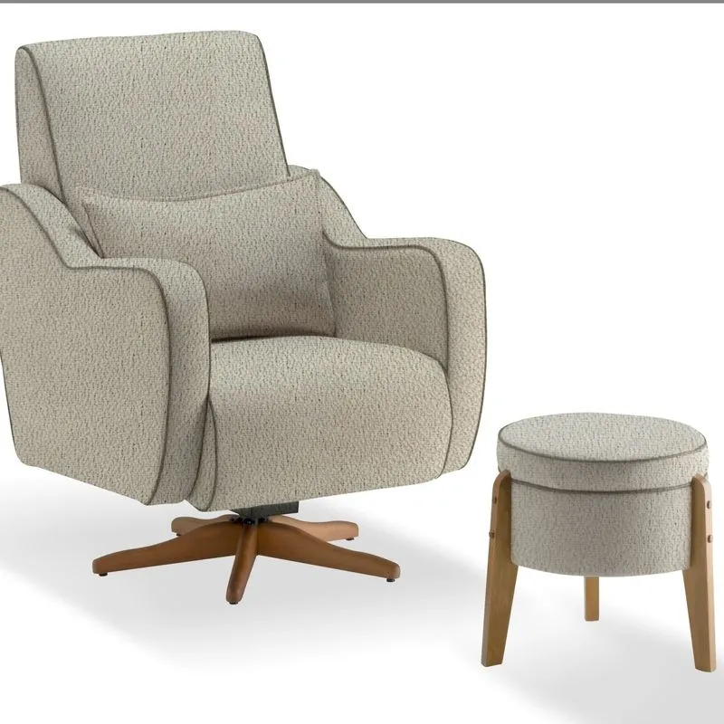 Poltrona Paula Com Puff Tec. 511 Bege