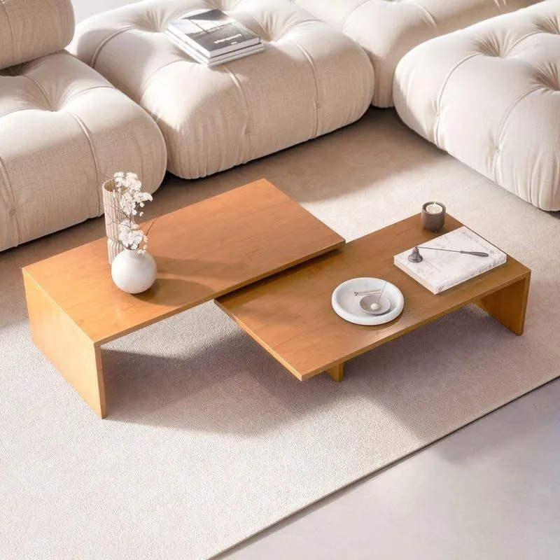Mesa De Centro Sala Moderna Modular Retangular Baixa Apoio
