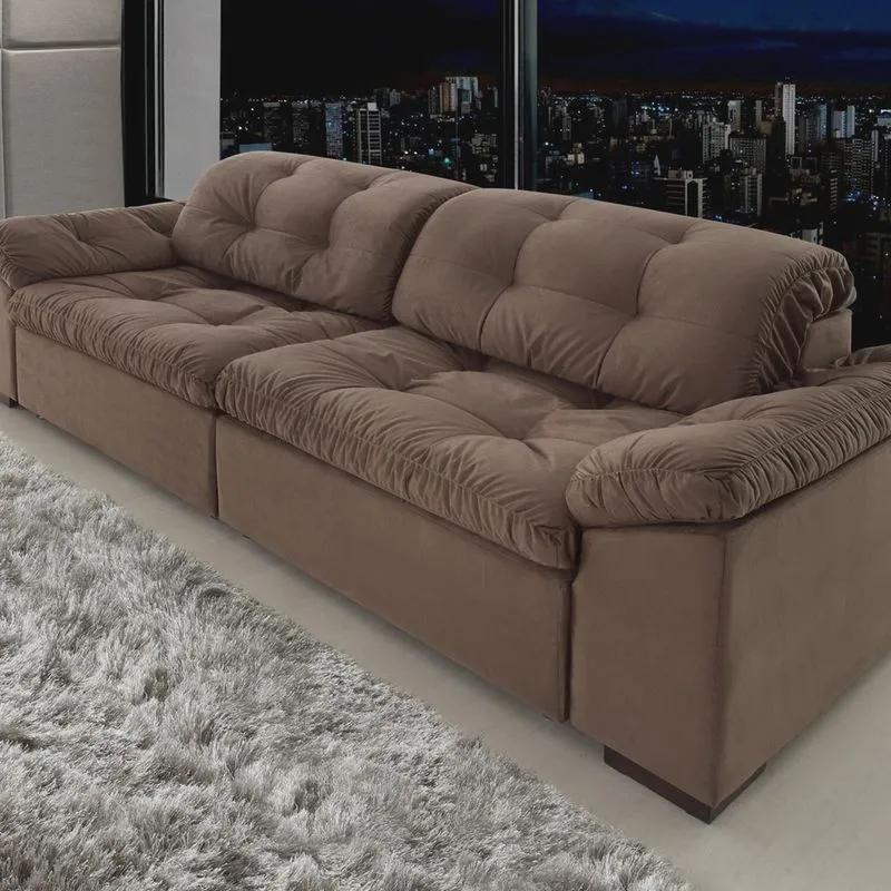 Sofá Retrátil e Reclinável 2 Lugares 240 Cm Pérola Veludo