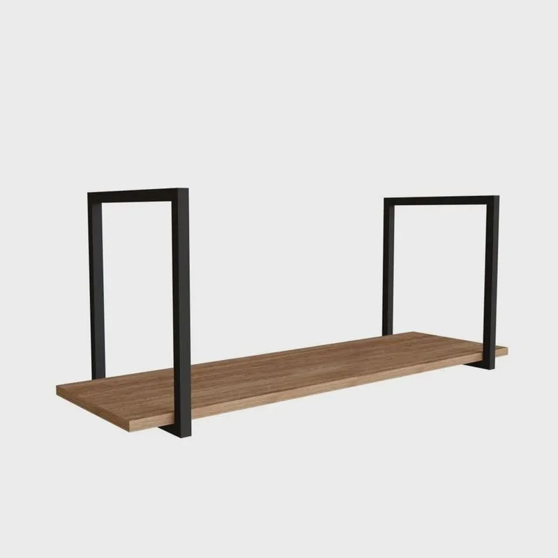 Prateleira Industrial Suspensa com 1 Tampo Freijó/Preto