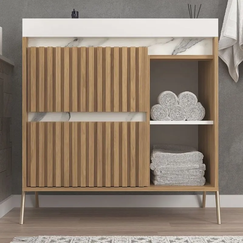 Gabinete de Banheiro 80cm com Lavatório